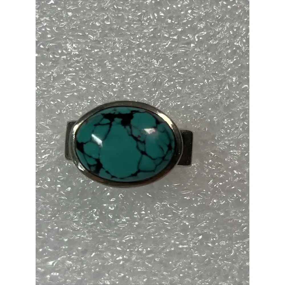 vintage silpada sterling silver 925 Square Pinky Ring Faux Oval Turquoise Size 6